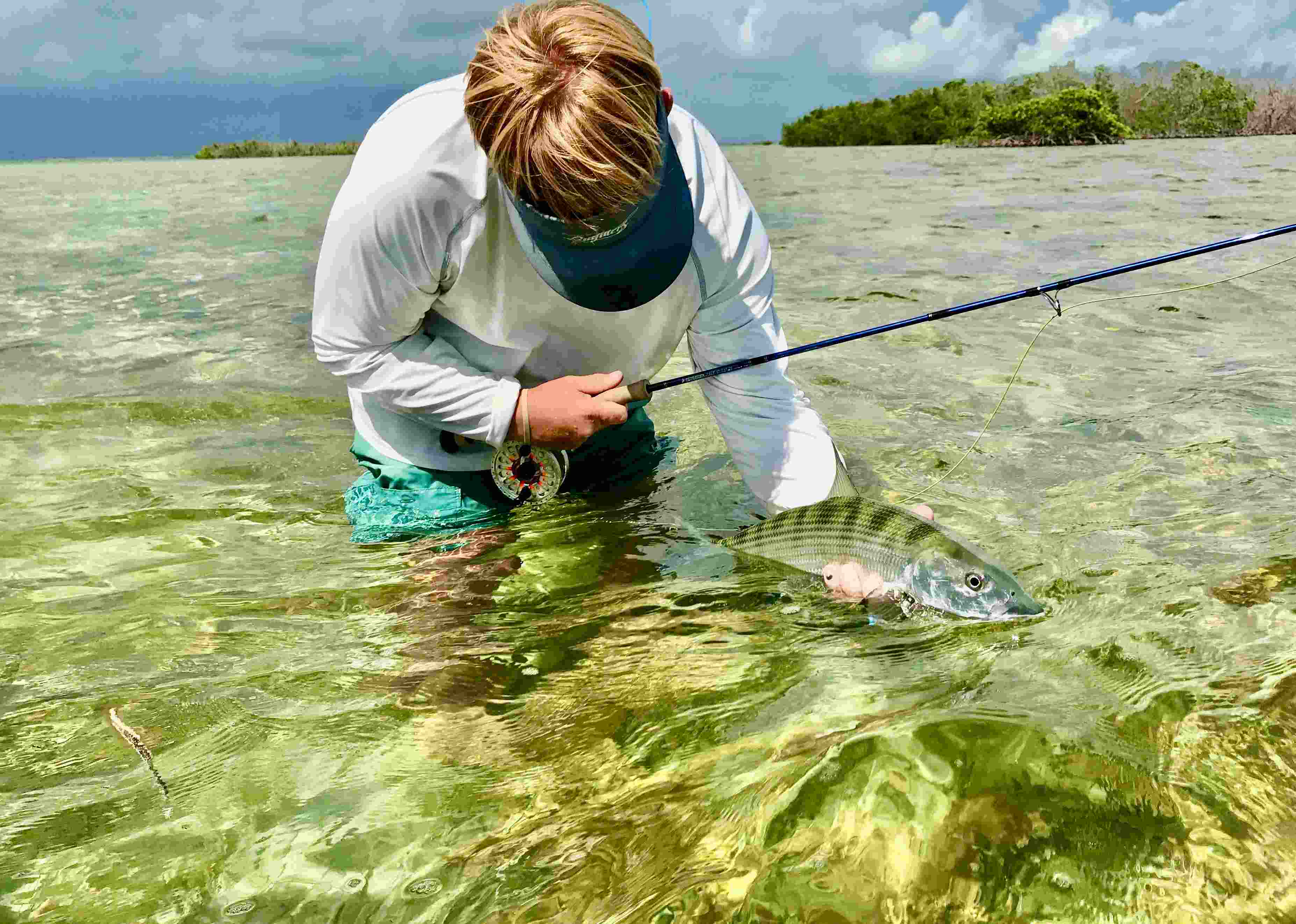 Angler fly fishing the fall season in the Florida Keys and Key West