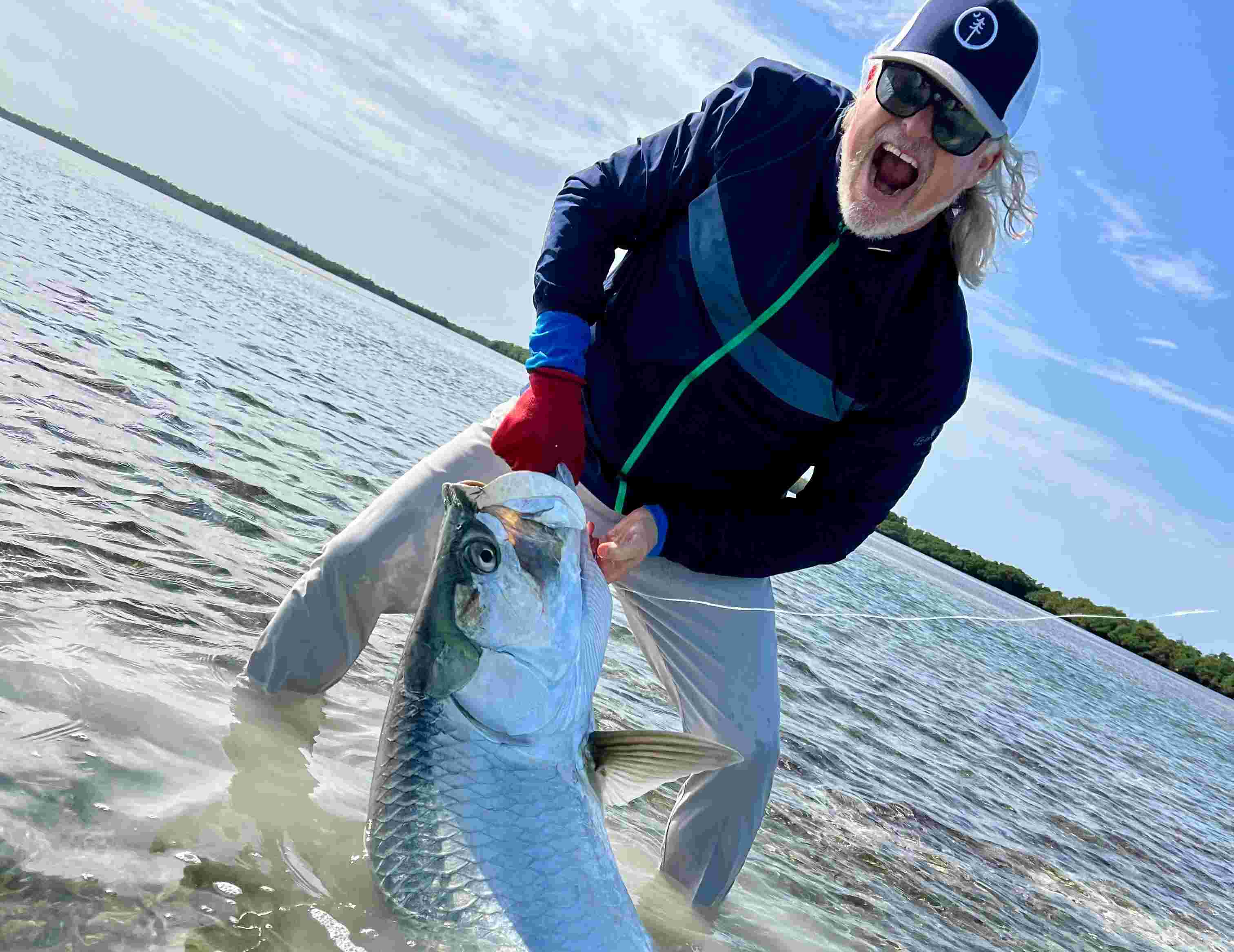 Shallow water flats fishing for tarpon with light-tackle